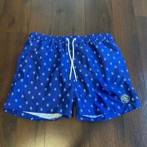 Men’s XL original penguin swim bathing suit trunks blue